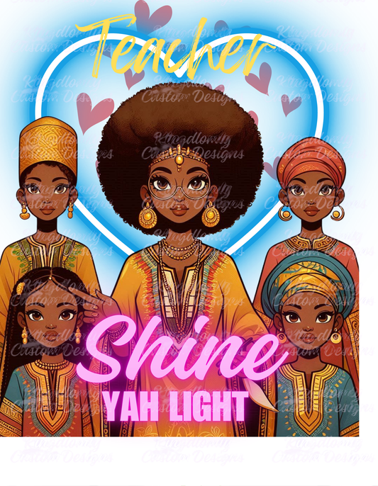 Teacher • Shine Yah Light — Afro Family Legacy Illustration (Digital Download)